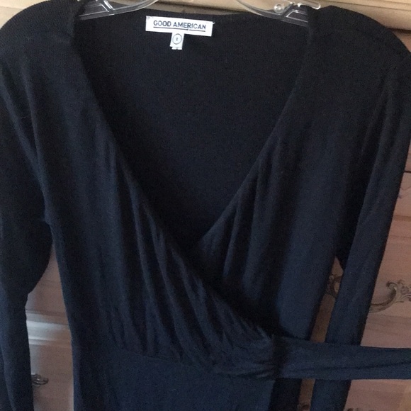 Good American | The Daynight Long Sleeve Wrap Dress in Black Size 2 - Picture 5 of 9